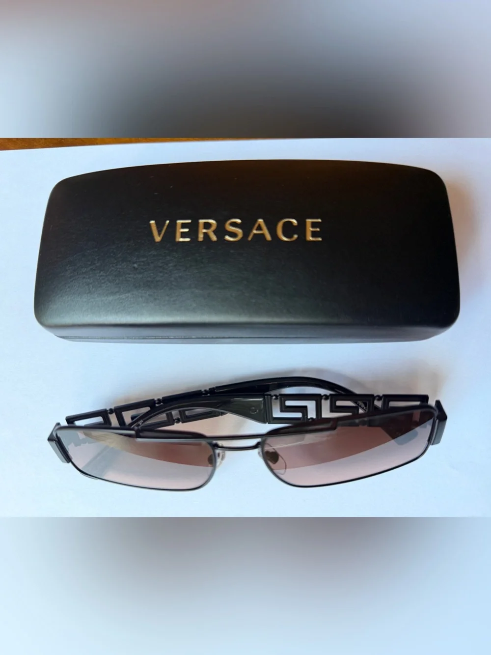 Versace Unisex Rectangular Logo Cutout Sunglasses VE2257
